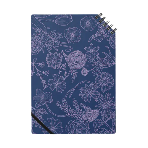 HappySpring花柄線画ver.（ネイビー） Notebook