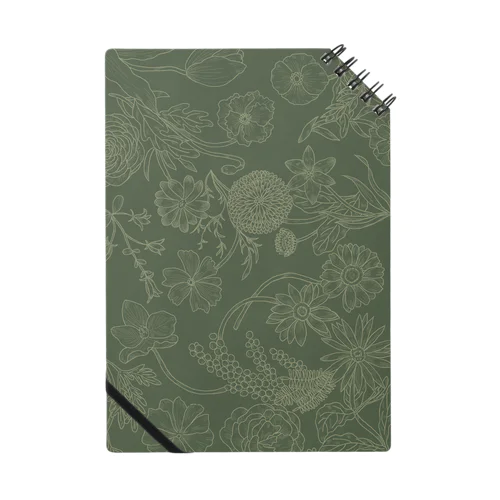 HappySpring花柄線画ver.（カーキ） Notebook