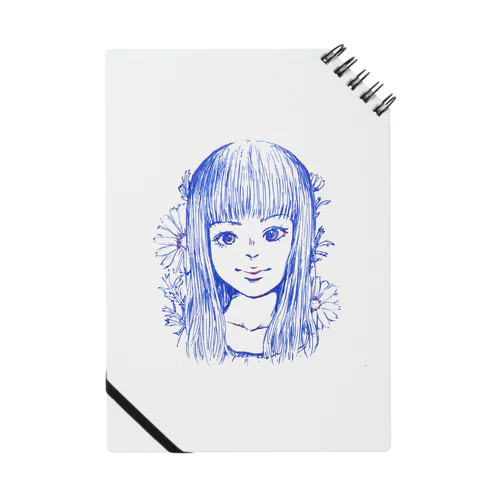 【ボールペン画】花と微笑 Notebook