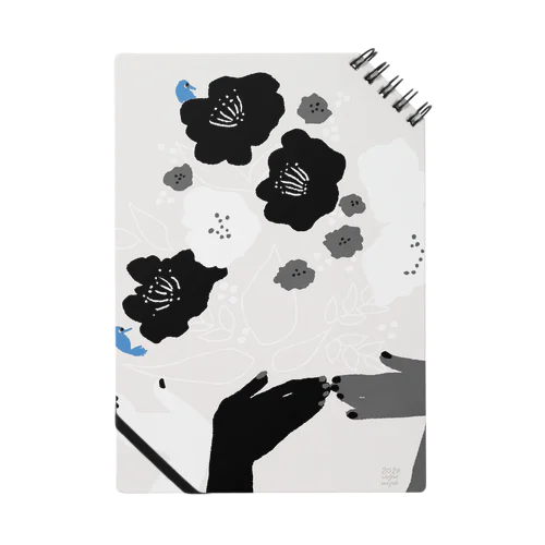 black flower & blue bird Notebook