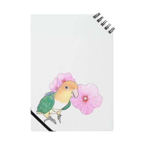 お花とシロハラインコちゃん【まめるりはことり】 Notebook