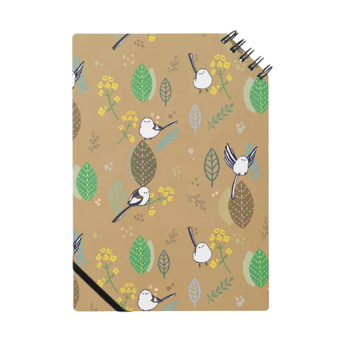 森と菜の花とシマエナガ（茶） Notebook