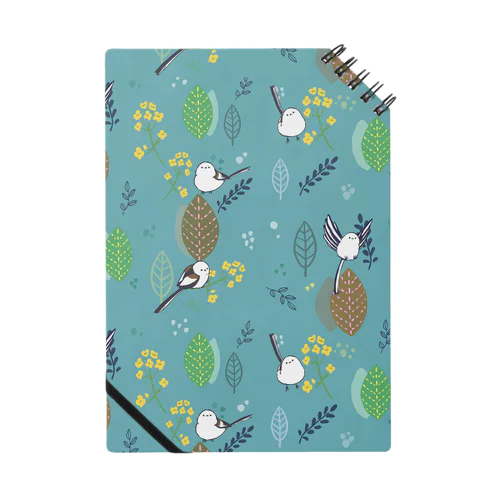森と菜の花とシマエナガ（青） Notebook