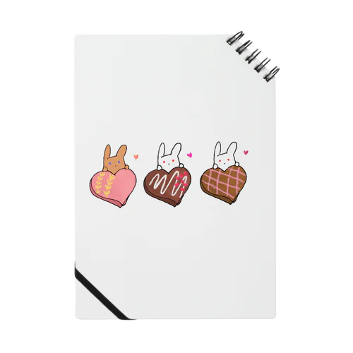 うさぎと桃・ラズベリークランチ・チェックのチョコレート Notebook