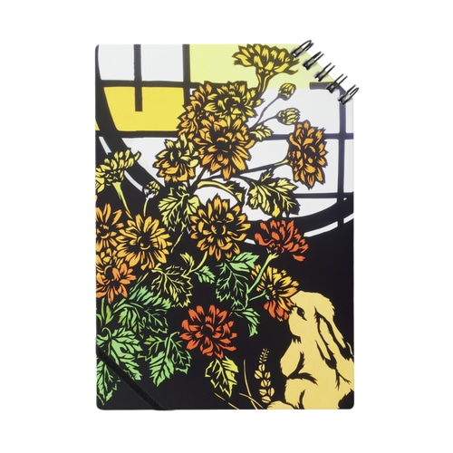 切り絵　菊に兎 Notebook
