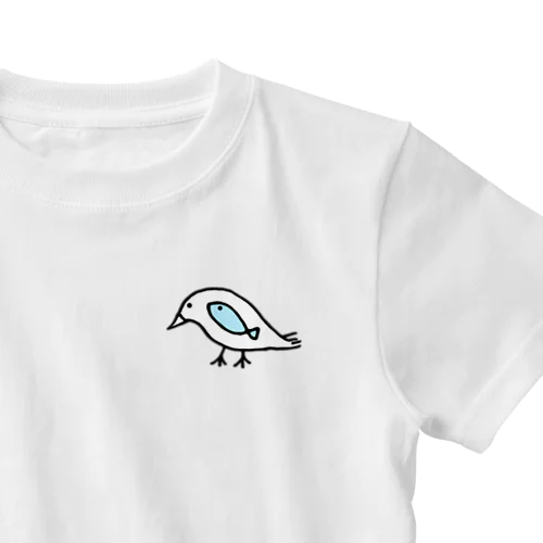 鳥と魚のねこぜちゃん*ひかえめデザイン ワンポイントTシャツ