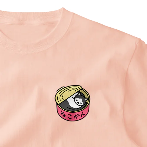 猫缶　ヅラ猫くん（ハチワレ） ワンポイントTシャツ