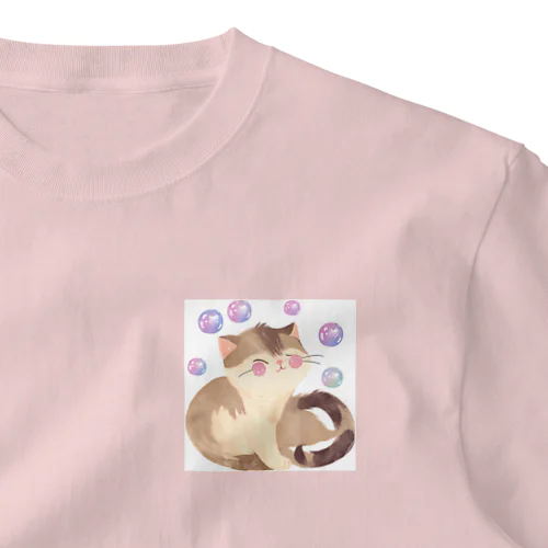 シャボン玉とニャンコ🐈 ワンポイントTシャツ