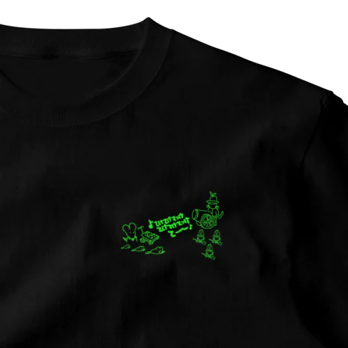 ねずみVS兵隊猫(緑) One Point T-Shirt