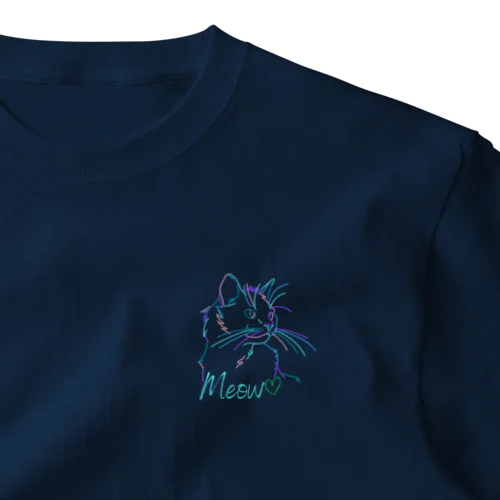 細くてカラフルな線の猫 One Point T-Shirt