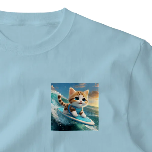 猫とサーフィン ワンポイントTシャツ