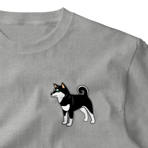 柴犬（黒毛） ワンポイントTシャツ