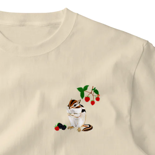 木苺とシマリス（ワンポイント） ワンポイントTシャツ
