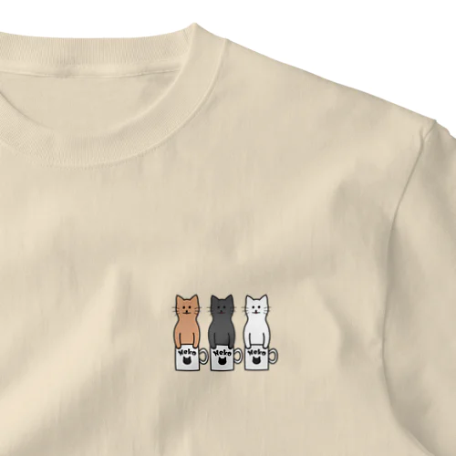【猫コップ】 ワンポイントTシャツ