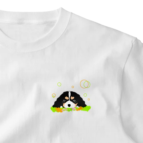 キャバリアトライカラー癒し犬 ワンポイントTシャツ