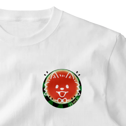  POMEぶ Dスイカとポメラニアン One Point T-Shirt