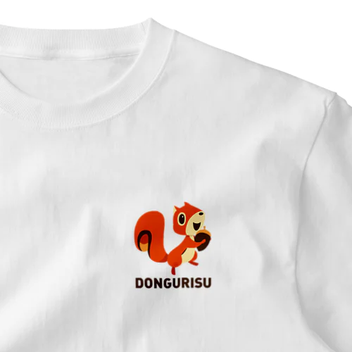 DONGURISU (どんぐリス) 茶色ロゴ ワンポイントTシャツ