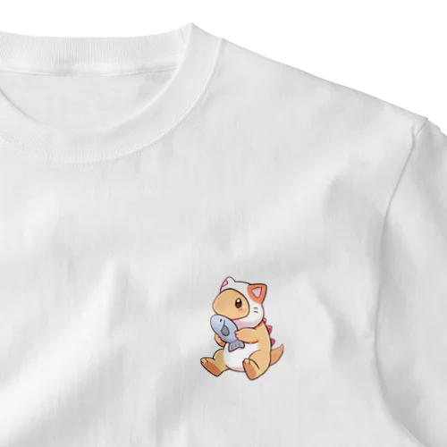 ねこのサウルスくん ワンポイントTシャツ