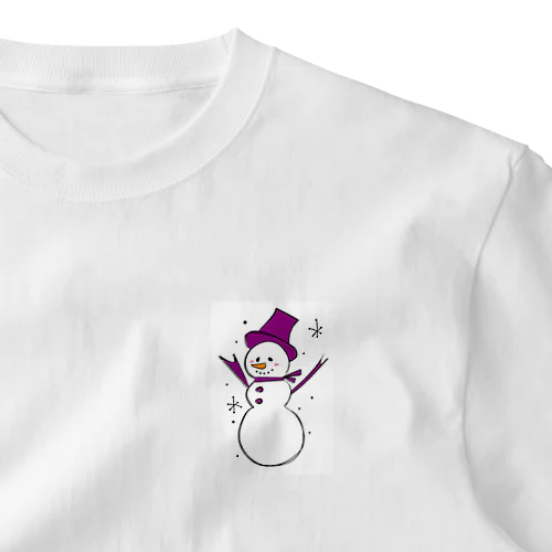 雪だるまん紫 ワンポイントTシャツ