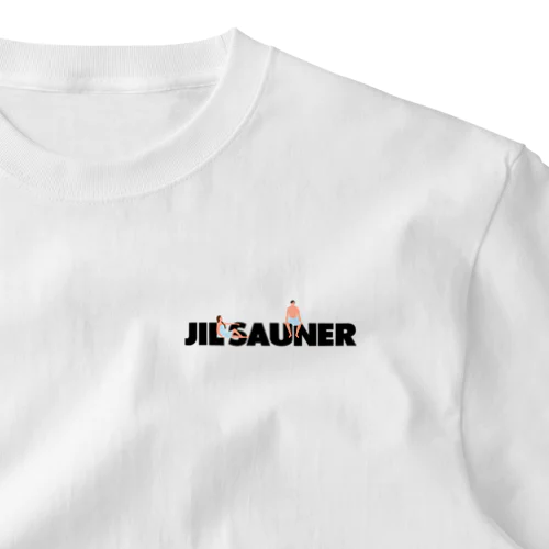 JIL SAUNER-ジルサウナー-サウナしている人ロゴ ワンポイントTシャツ