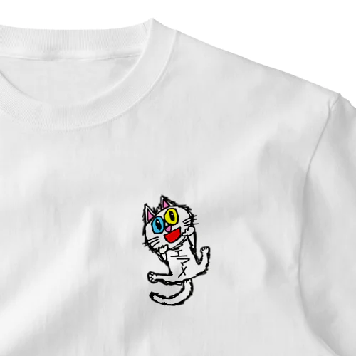 オッドアイの白猫エマメちゃんグッズ ワンポイントTシャツ