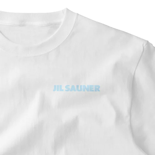 JIL SAUNER-ジルサウナー-ライトブルーロゴ ワンポイントTシャツ