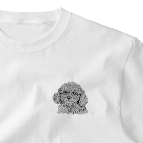 トイプードル　モノクロアート犬 One Point T-Shirt