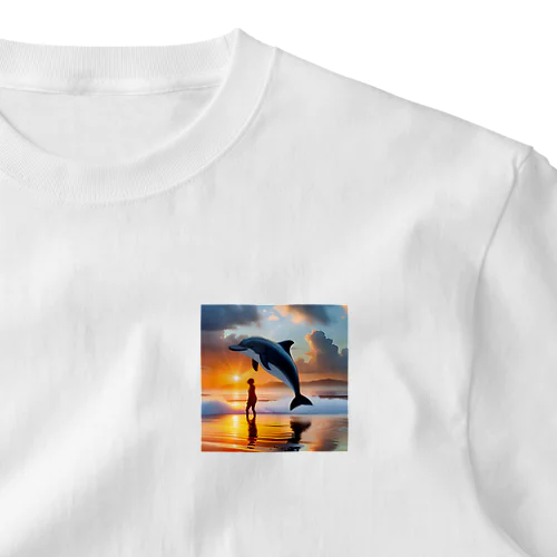 巨大イルカとお散歩 ワンポイントTシャツ