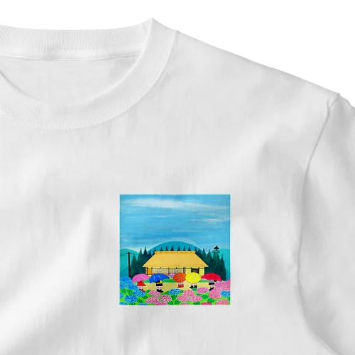 アートとメルヘンと創作の森　ノスタルジック絵画　秋野あかね作「梅雨に咲く花」 ワンポイントTシャツ