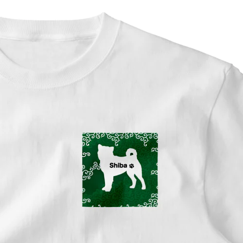 柴犬　唐草模様 ワンポイントTシャツ