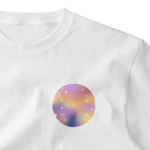 パステルカラーの夜空に浮かぶ星たち！遅すぎることはない！ ワンポイントTシャツ