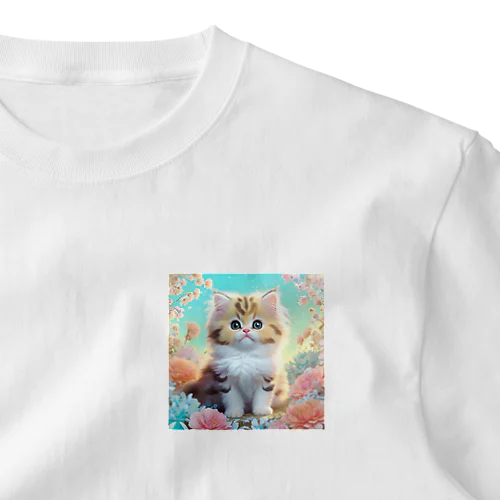 純粋な花開きふわふわの子猫 One Point T-Shirt