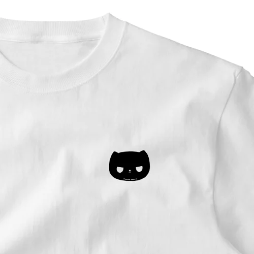 つり目ねこブラック ワンポイントTシャツ