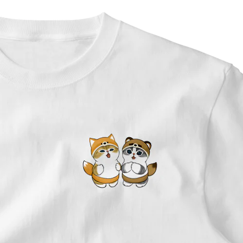 きつねにゃん＆たぬきにゃん ワンポイントTシャツ