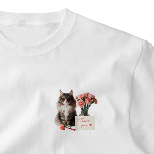 猫とカーネーション One Point T-Shirt