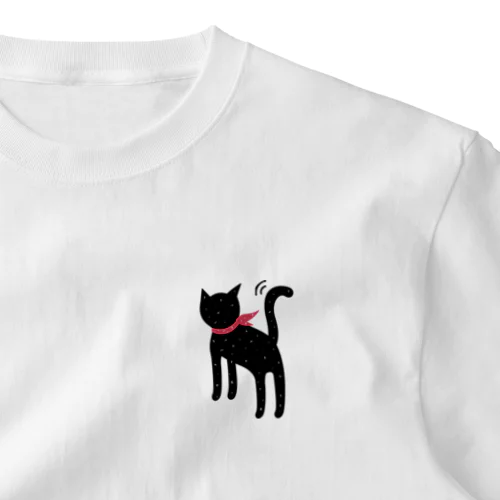 黒猫ちゃん　おしりみせ=あんしん ワンポイントTシャツ