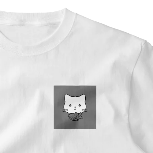 たい(やき)をつけたねこ【グレー】 One Point T-Shirt