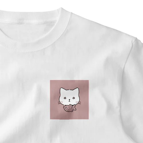 たい(やき)をつけたねこ【レッド】 One Point T-Shirt