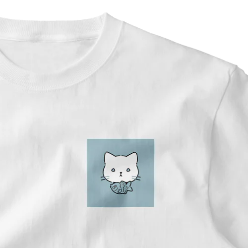 たい(やき)をつけたねこ【ブルー】 One Point T-Shirt