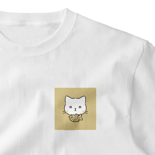 たい(やき)をつけたねこ【イエロー】 One Point T-Shirt