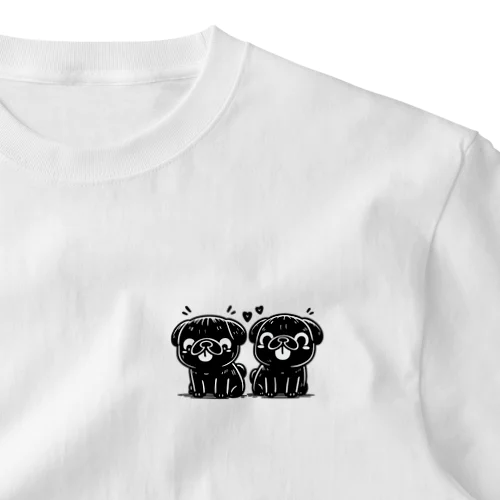 twin pug ワンポイントTシャツ