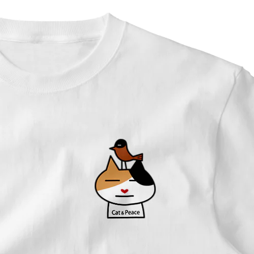 cat & peace「平穏無事な日々を送る猫」 ワンポイントTシャツ
