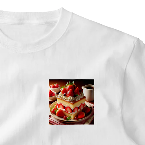 いちごケーキ 四角 ワンポイントTシャツ