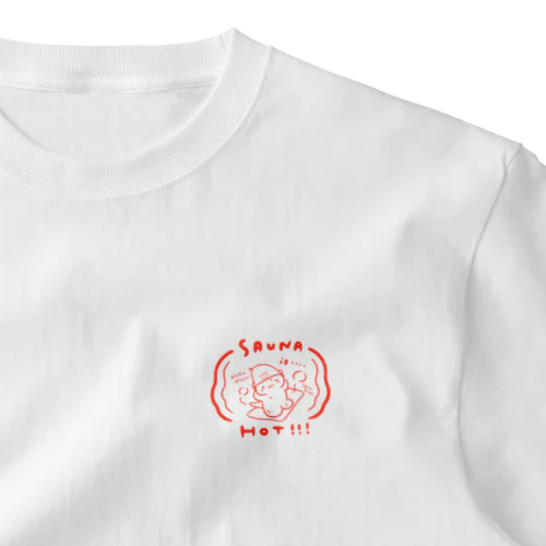 SAUNA is HOTなサウナ好きのカワウソ(赤) ワンポイントTシャツ