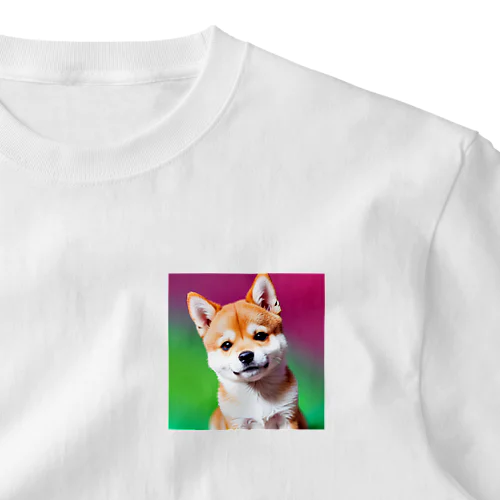 キュルルン顔の柴犬さん ワンポイントTシャツ