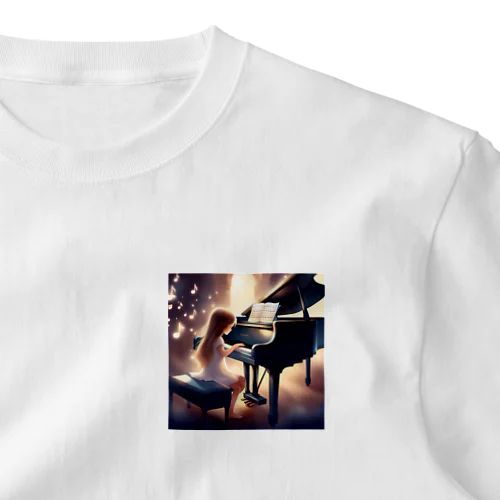 ピアノを弾く女の子 ワンポイントTシャツ