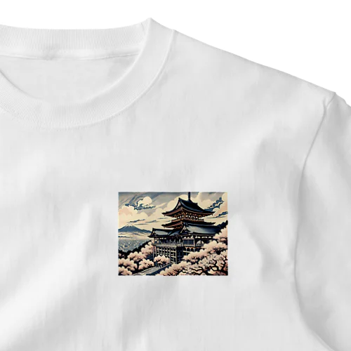 清水寺　世界遺産　絵画 ワンポイントTシャツ