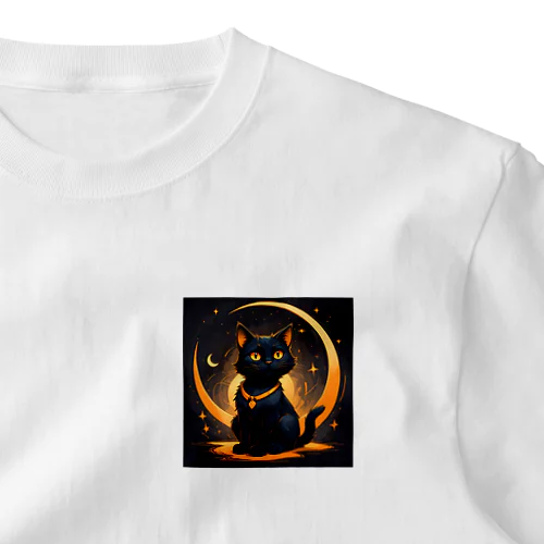 black cat in the moonlight② One Point T-Shirt