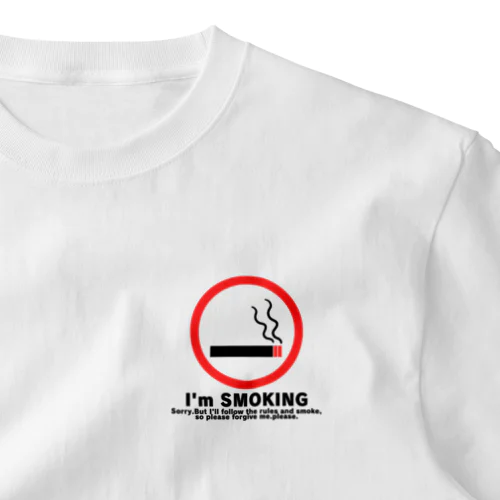 I’m　SMOKING(私はタバコを吸います) ワンポイントTシャツ