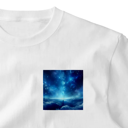 夜の星空雲の上 ワンポイントTシャツ